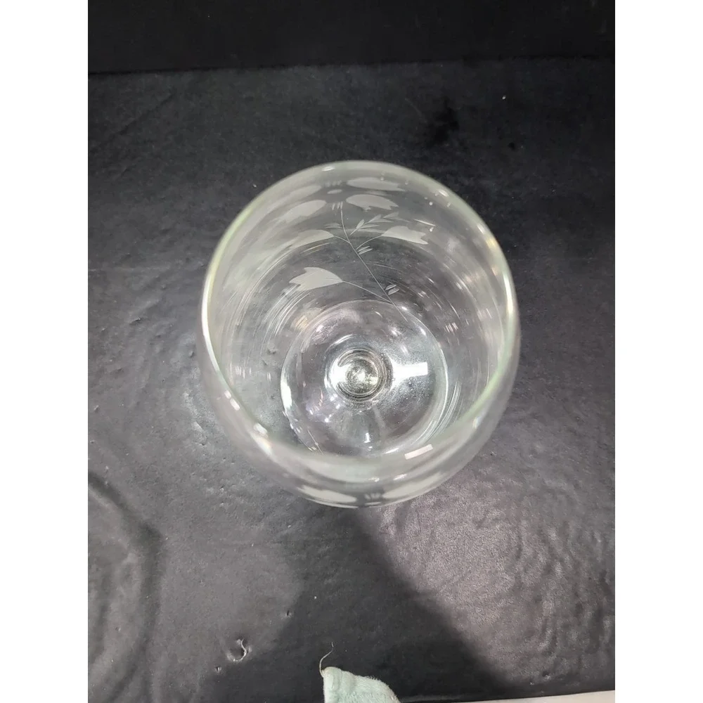 Chintz Flower Etched Clear Glass Vase, 11